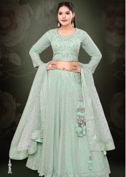 Light Blue Georgette Designer Lehenga